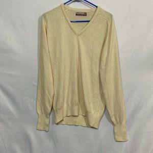 Classic Direction Womens Ivory Long Sleeves Knitted V Neck Sweater Size Medium